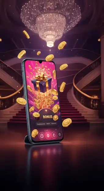 Boni und Freispiele im Gizbo Casino Banner mit glücklichem Spieler und Slot-Symbolen